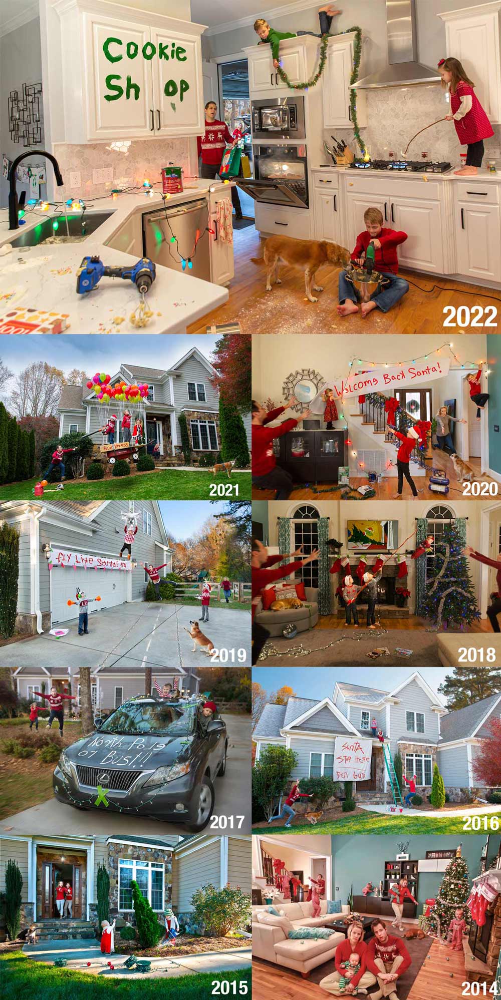 Our annual parenting chaos Christmas card - 9 years in a row...