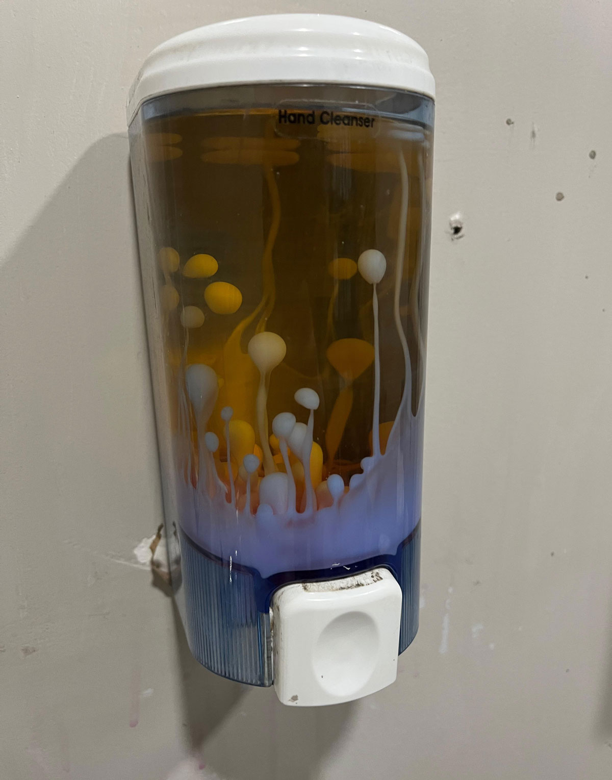 The soap dispenser at work is going through a lava lamp phase