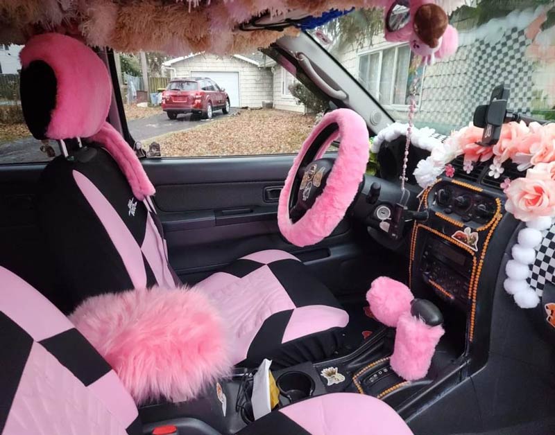 My niece just got her first car and was excited to decorate the interior. My niece is Mimi Bobeck