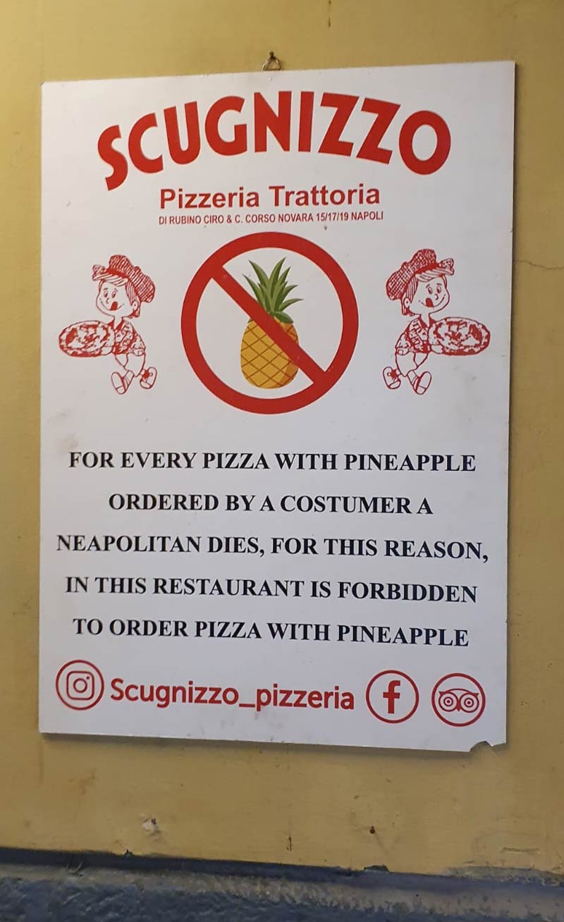Outside a restaurant in Naples, Italy