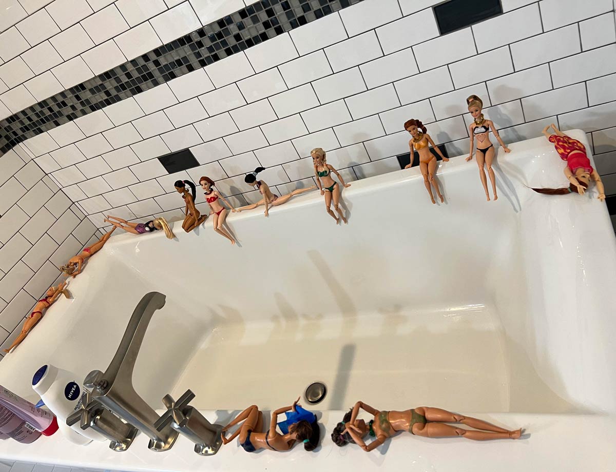The aftermath of my daughter and her barbies using my tub tonight