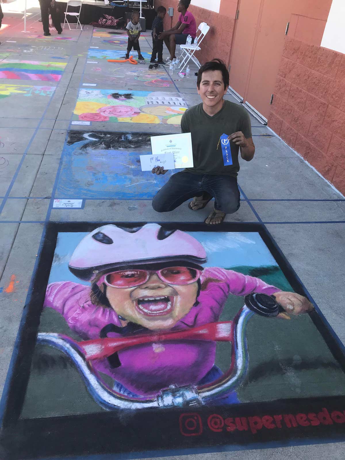 I beat a bunch of kids in a chalk art contest