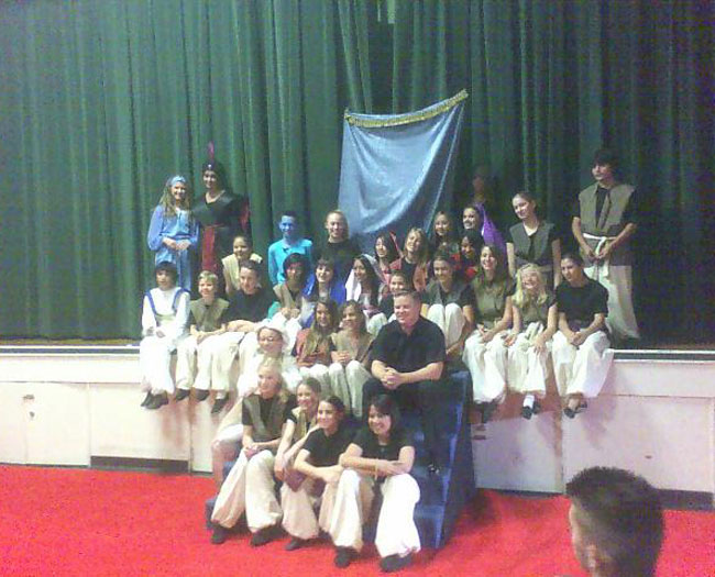 Daughter sent her 6th grade picture of the crew from Aladdin. After failing to pick her out in the photo, she notified me she was the carpet