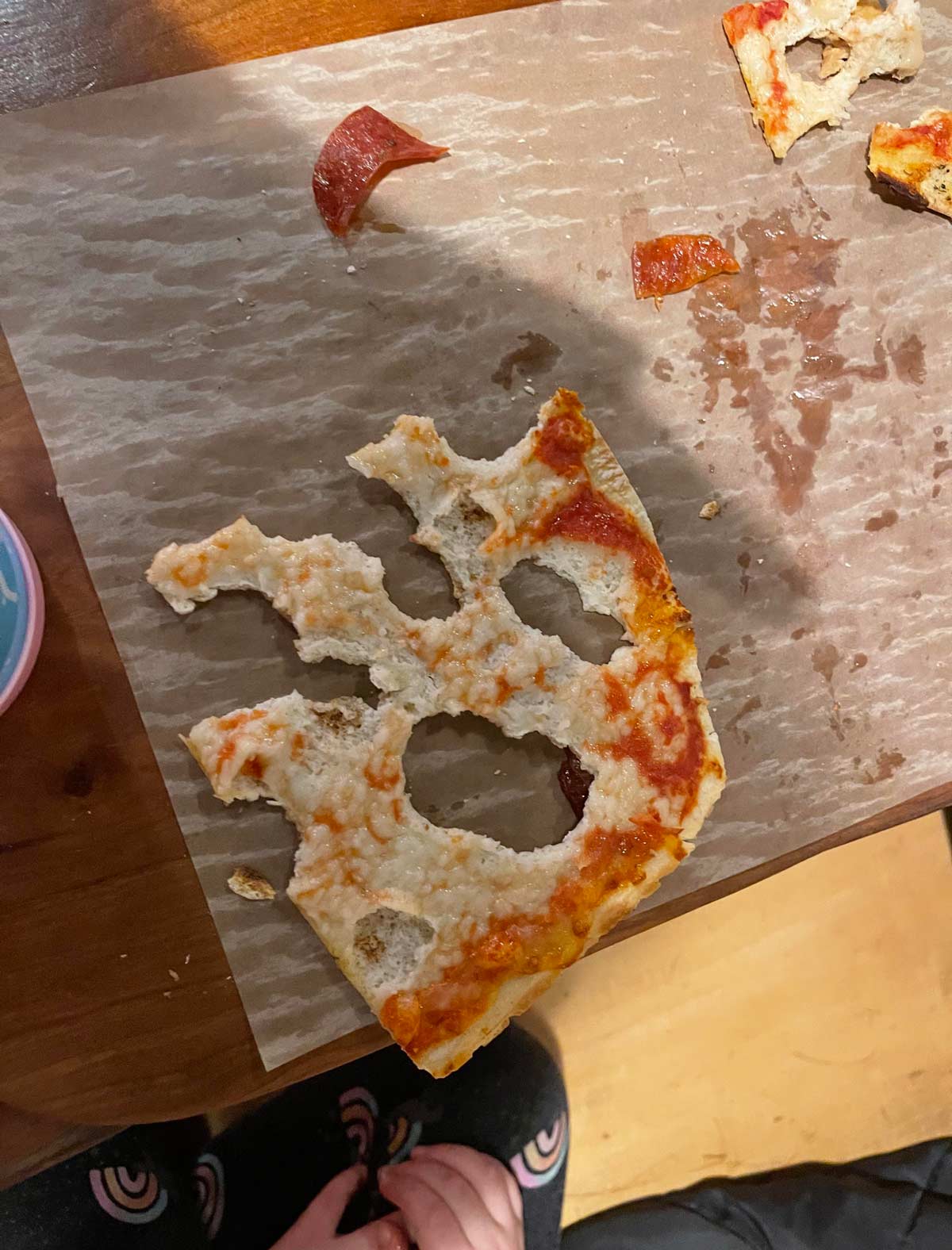 How my 4-year-old ate her pizza for lunch today