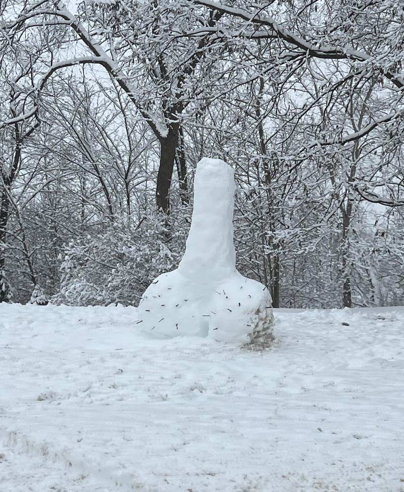 Neighbor made a giant snow penis