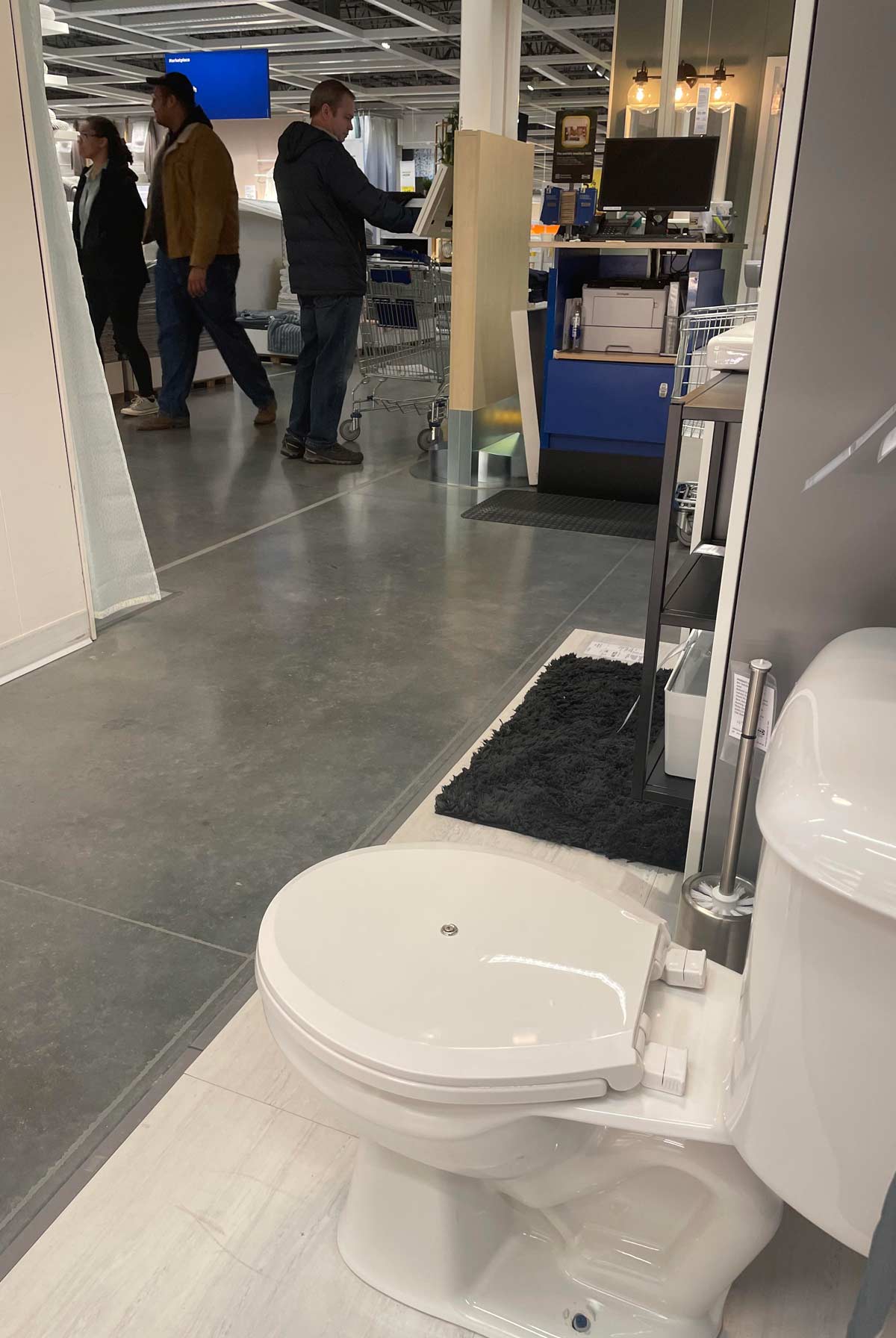 I’m at IKEA right now, and all the toilets in the bathroom displays are screwed shut so nobody can poop in them. They must’ve learned that lesson the hard way