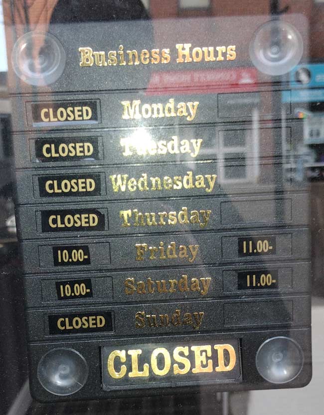 This cafe is open 2 hours a week