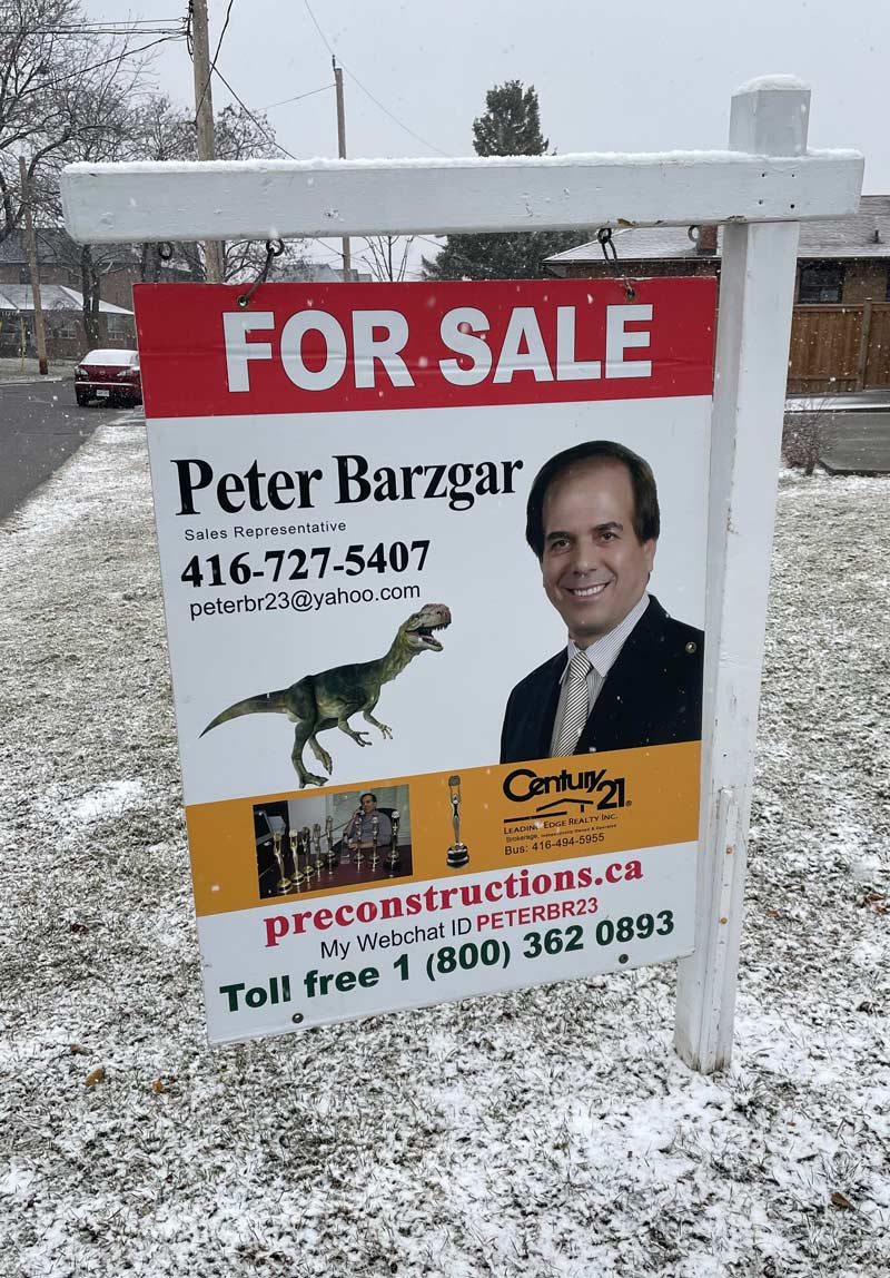 This realtor has a dinosaur on his sign