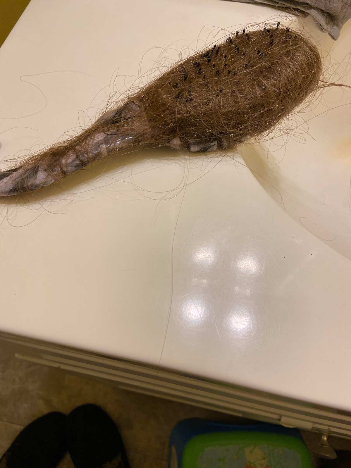 The hairbrush my daughter leaves hanging in the shower