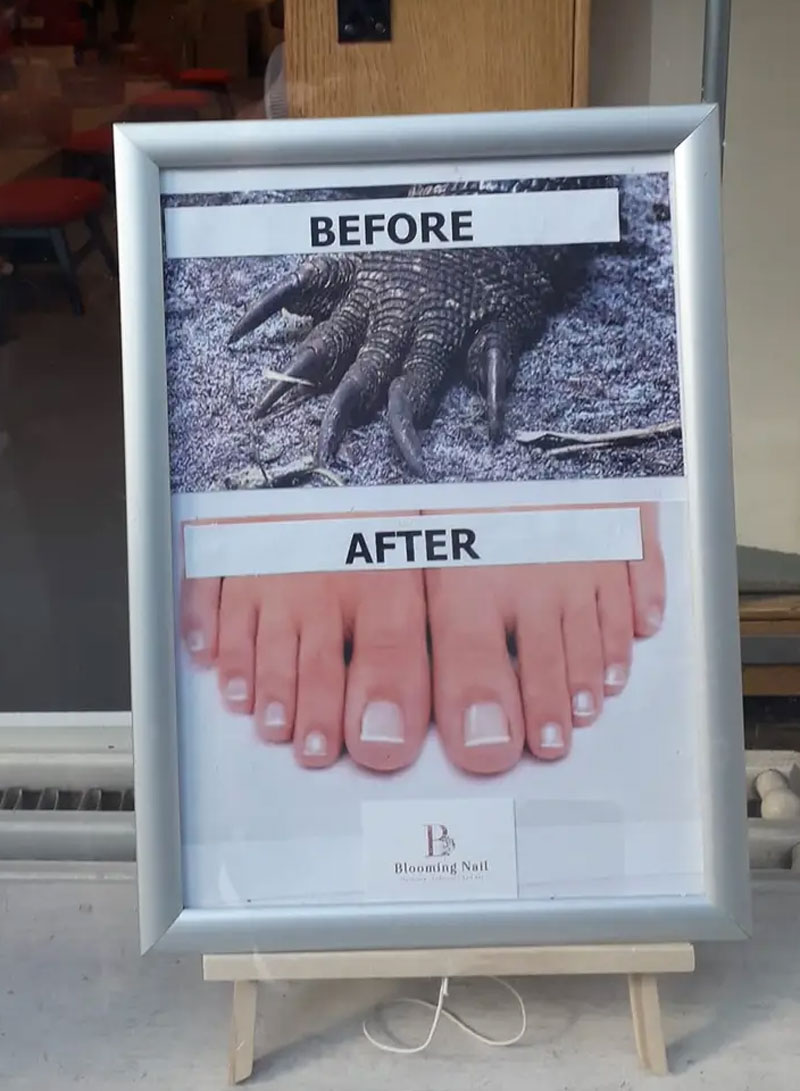 Before & after at a nail salon