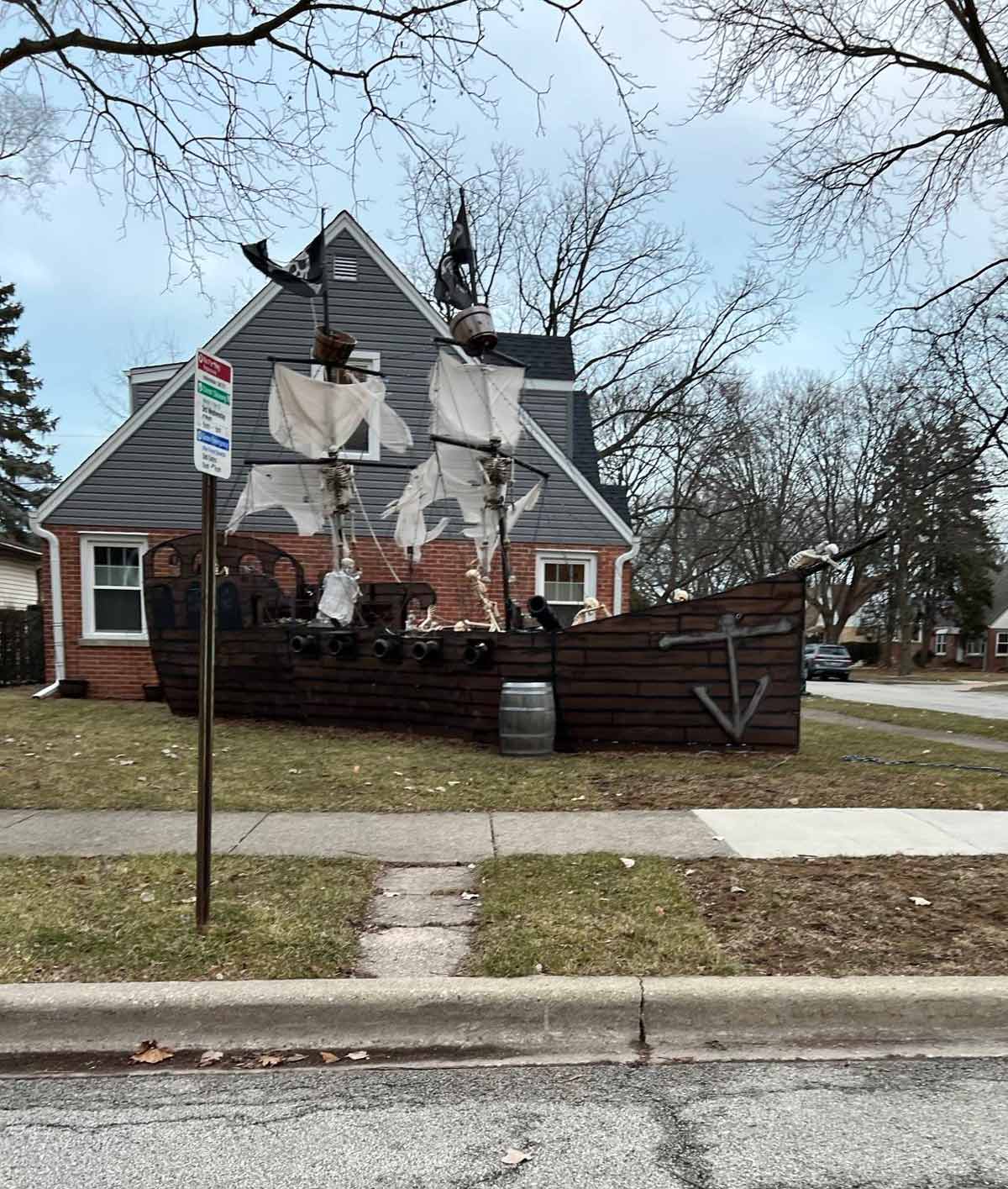 My neighbors have a pirate ship in their front yard. Cool Stuff