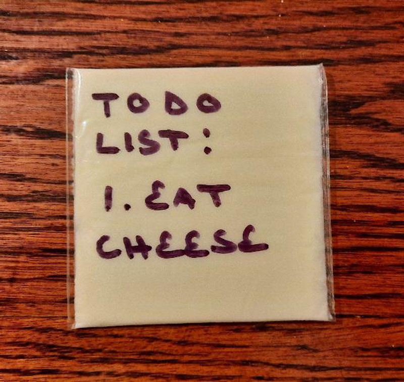 Ever notice that single-serve cheese slices are the same size as post-it notes