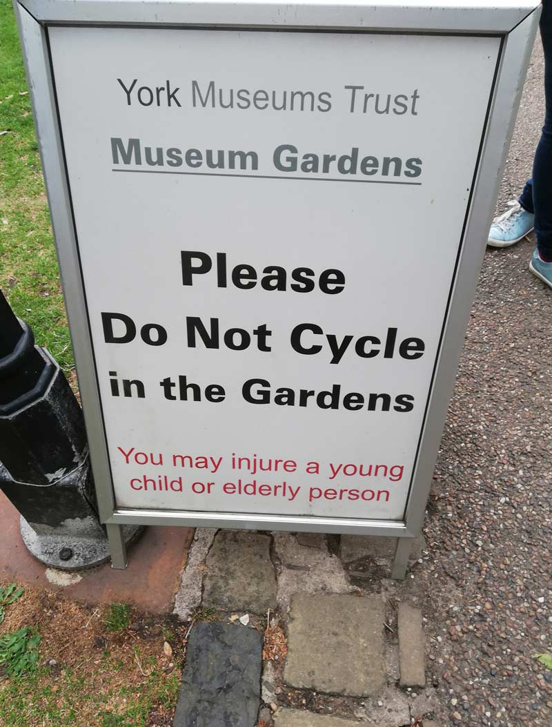 You can't cycle but you can injure people? Seems a bit extreme