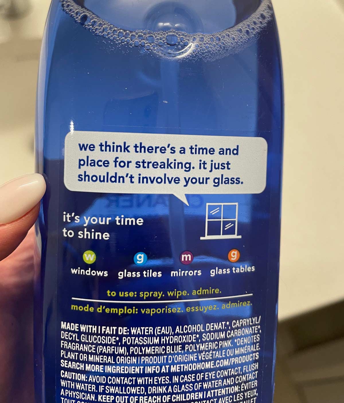 Cheeky glass cleaner label