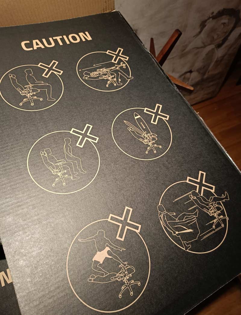 I bought a new gaming chair. These are the warnings on the back of the box