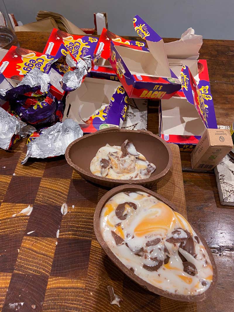 It takes roughly 30 Creme Eggs to fill a full-sized Easter egg. Presenting...the Megga Creme