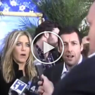 Sandler & Aniston Shocked by Huge Reporter