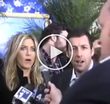 Sandler & Aniston Shocked by Huge Reporter