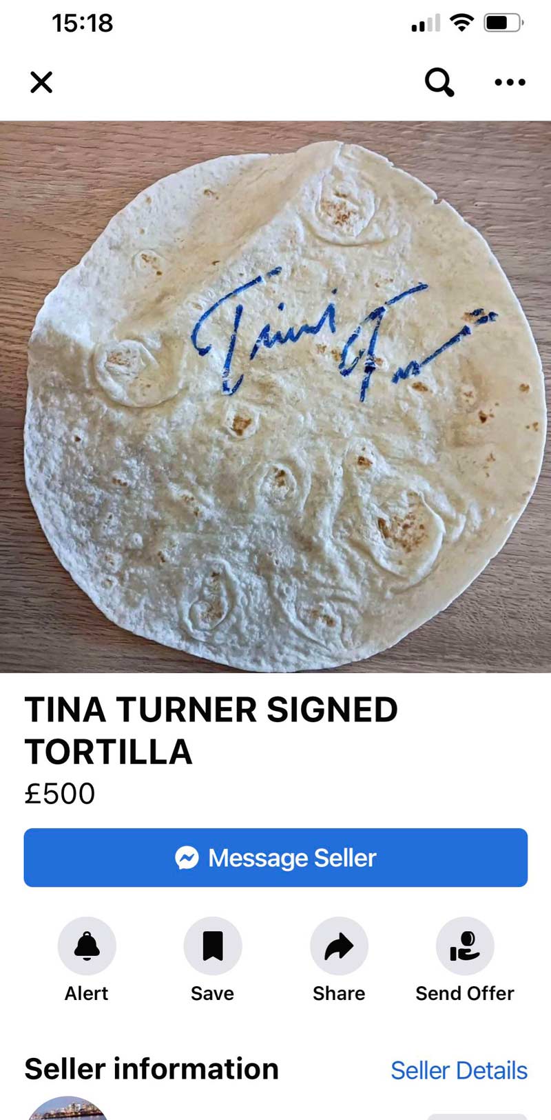 Forget Jesus in a slice of toast, you can have Tina Turner on a tortilla