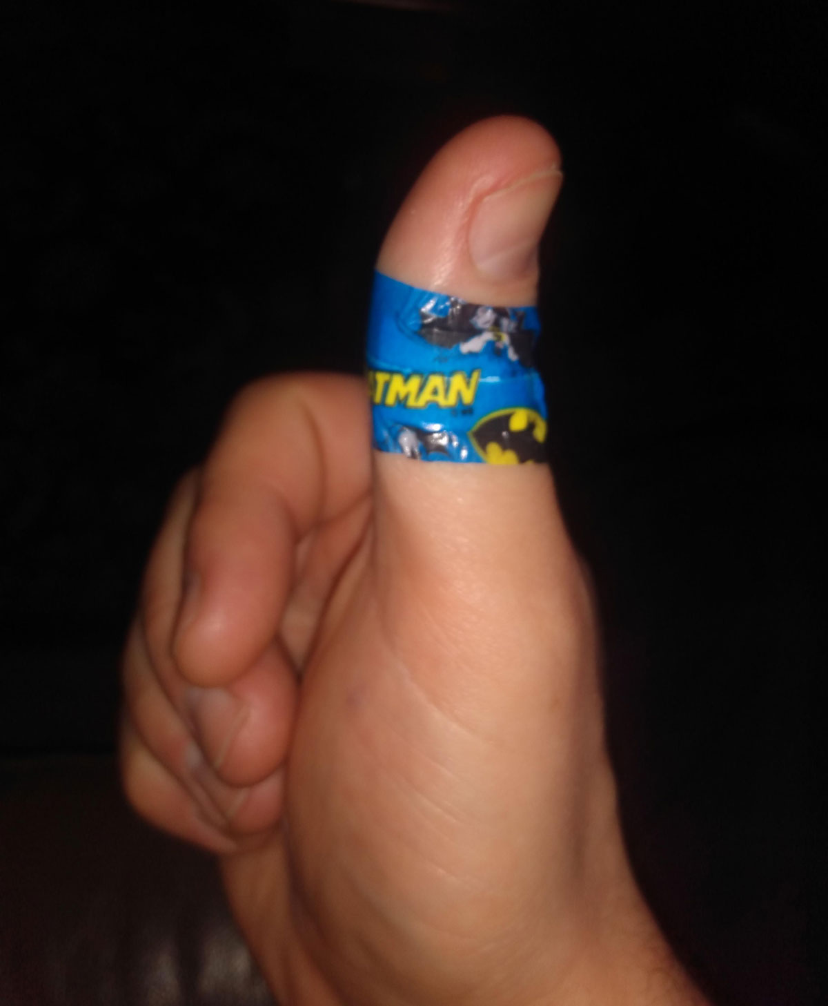 Cut my thumb in my mum's house. I'm 35 years old