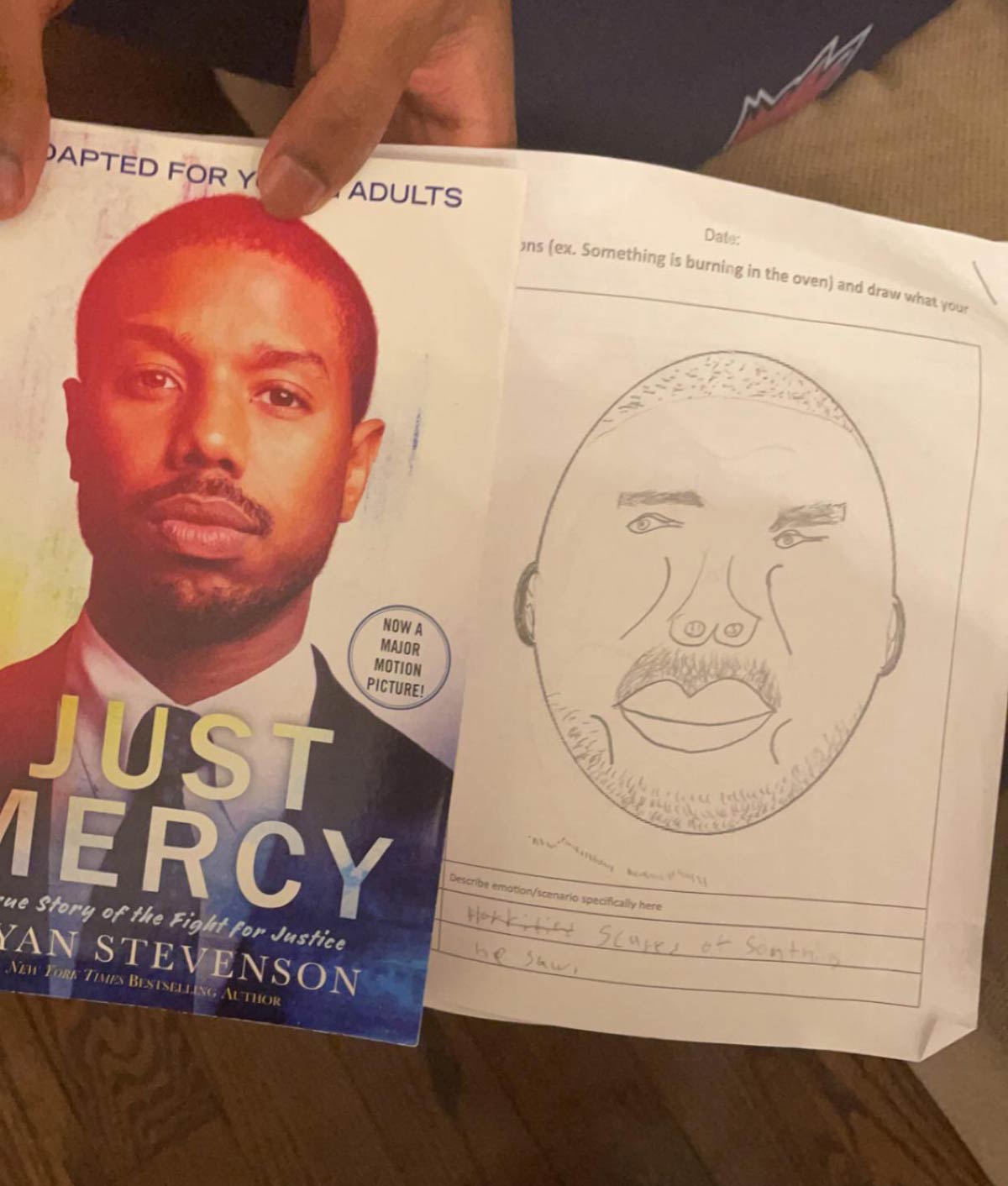 My 15 year old brother’s attempt at drawing Micheal B Jordan