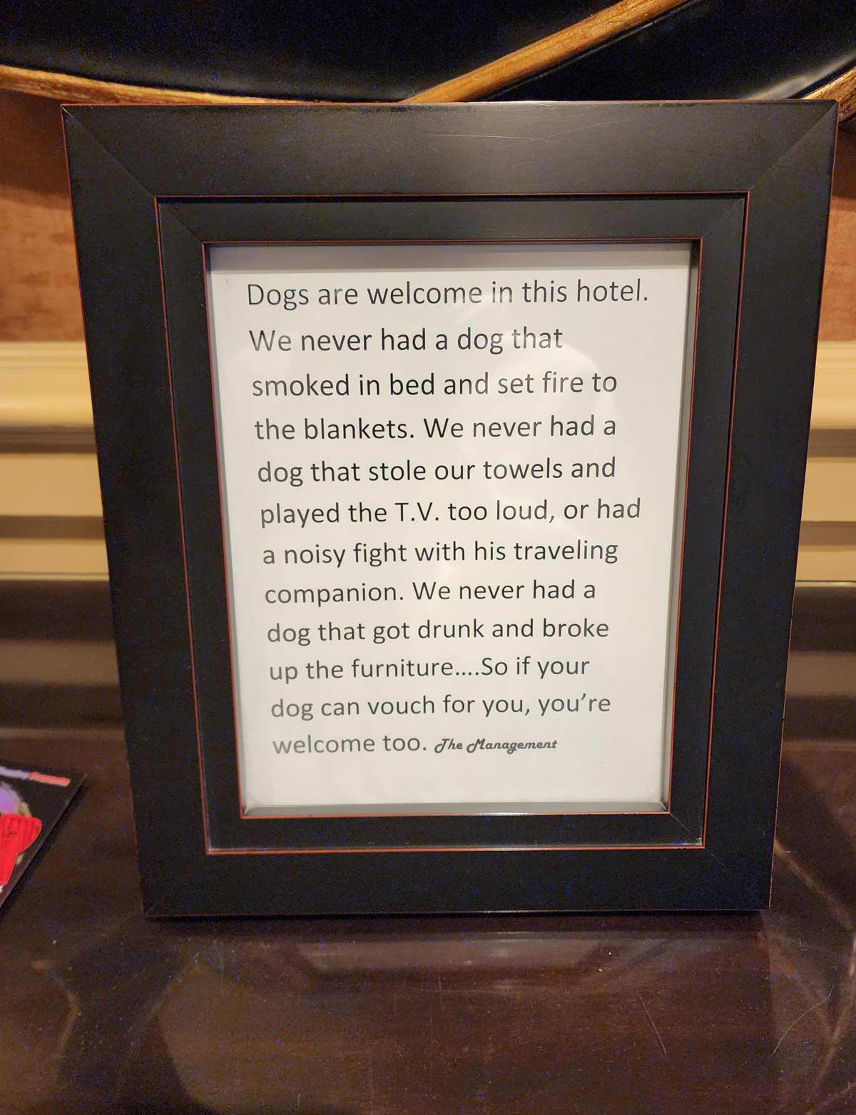 Dogs are welcome..