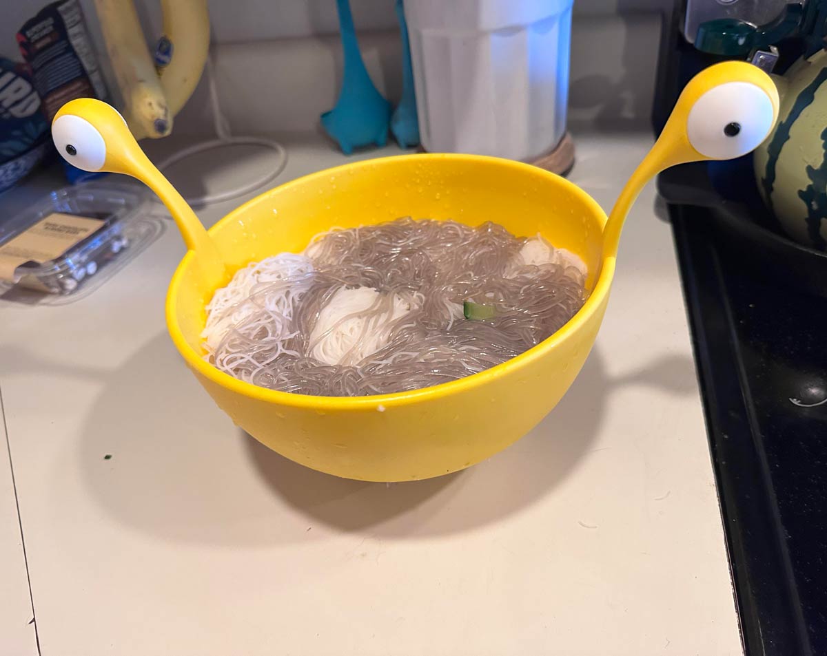 My friend has a Flying Spaghetti Monster strainer