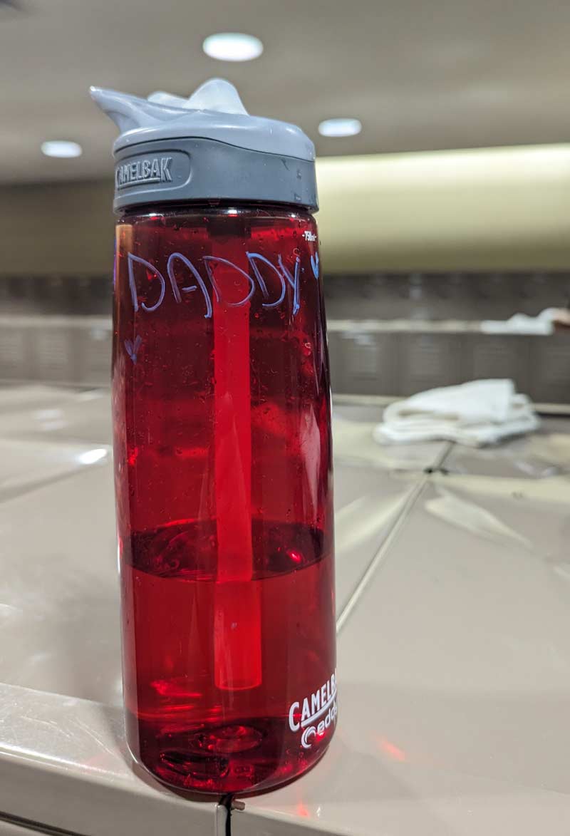 Asked my wife, mother to my children, to write my name on the bottle I bring to the gym