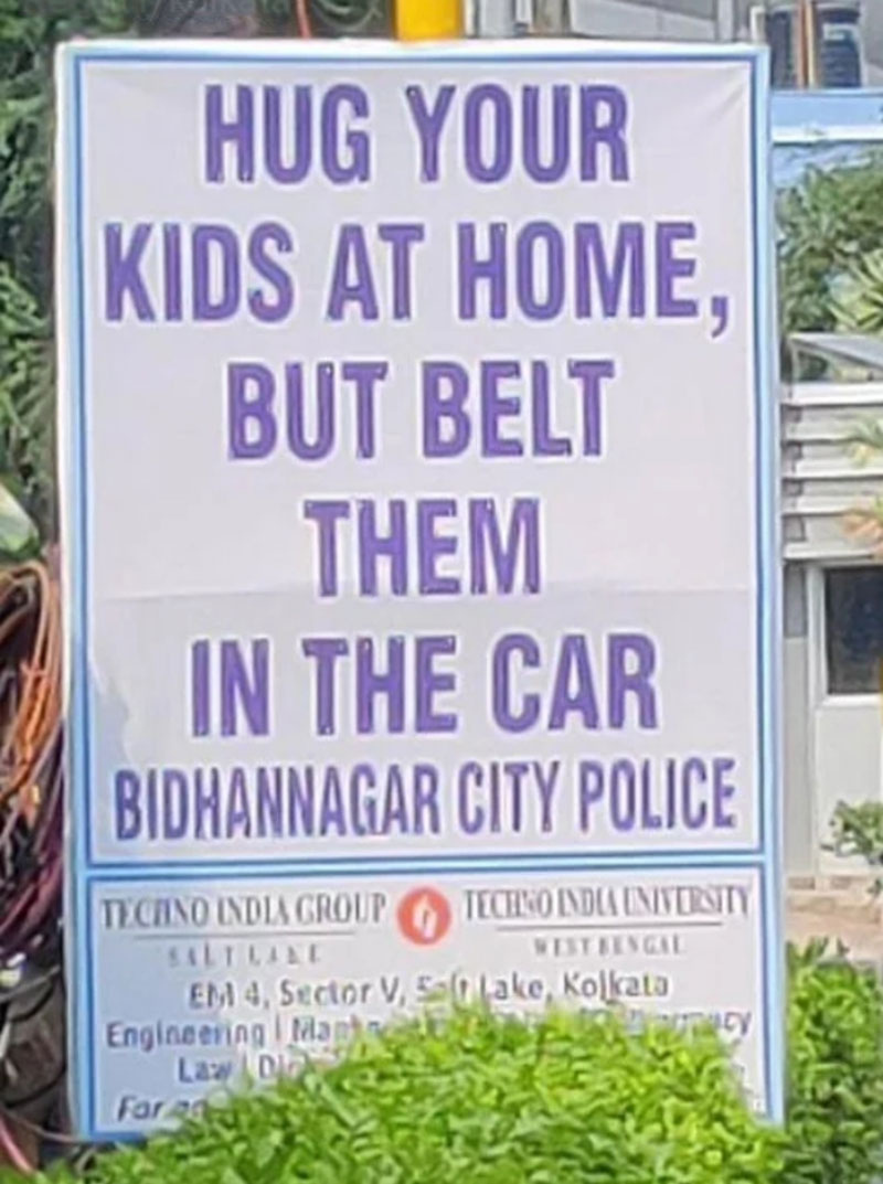 Kolkata police urging people to wear seatbelts