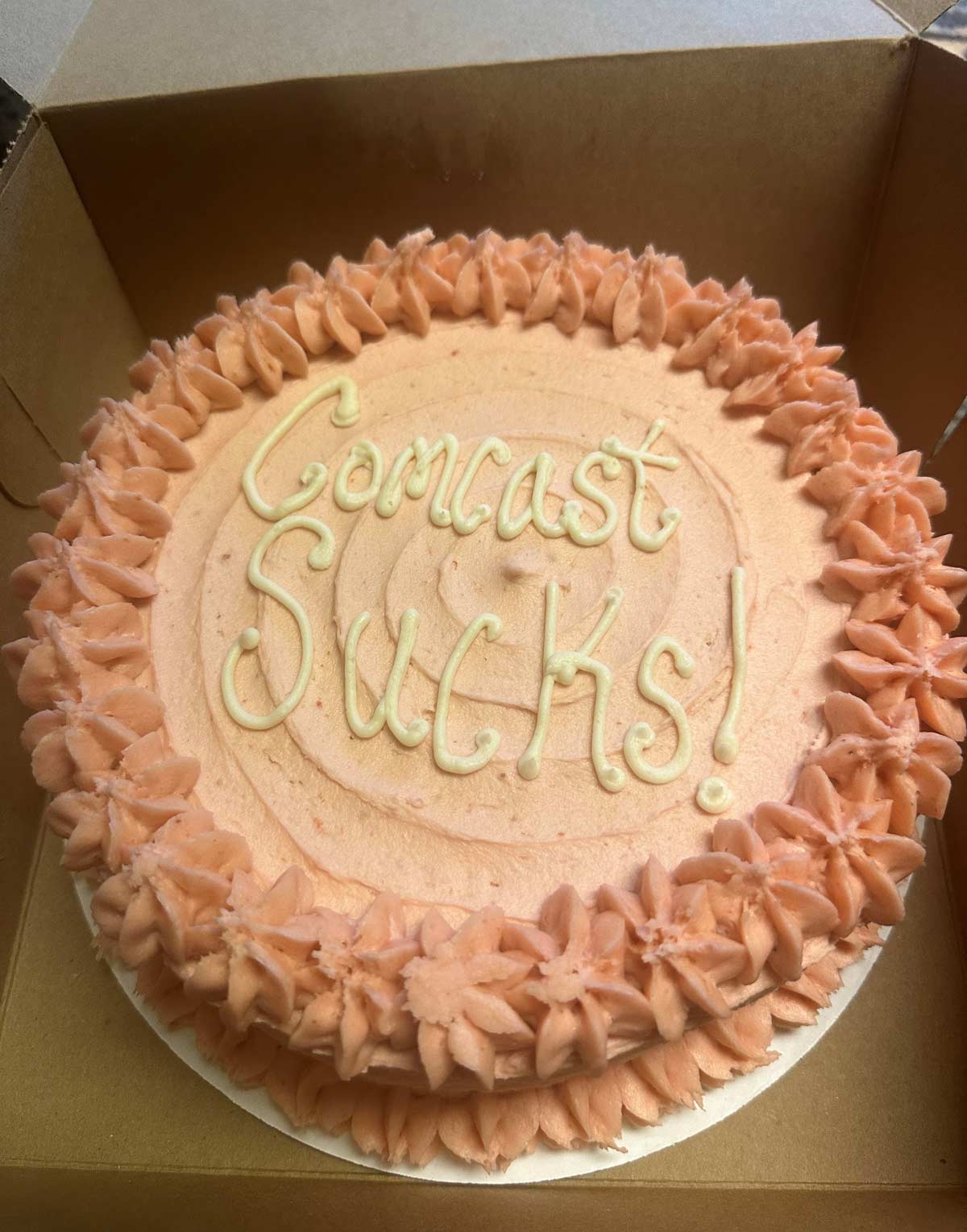 My Birthday Cake Today. After a certain ISP's stupidity ruined my Birthday plans, my family thought it would be funny to get me this cake