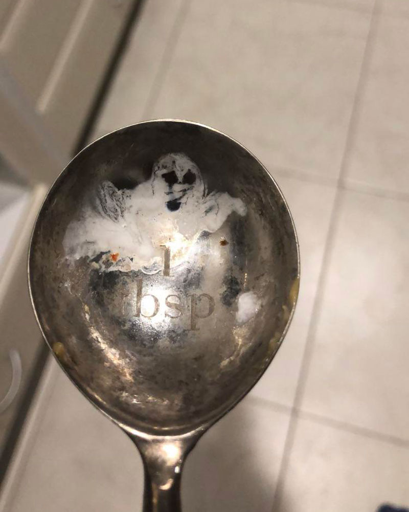 The coconut milk residue on my spoon looks like a ghost