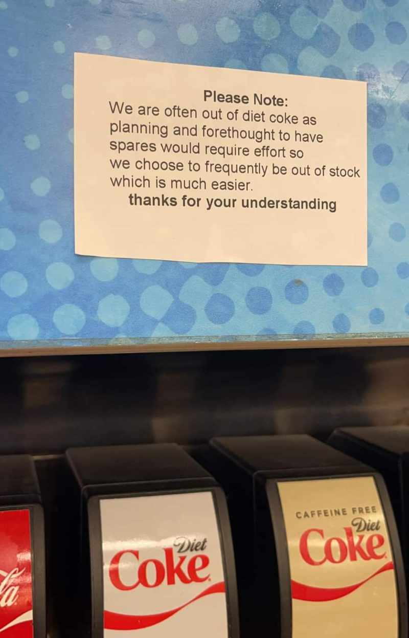 Notice from staff at a major gas station chain in Orlando