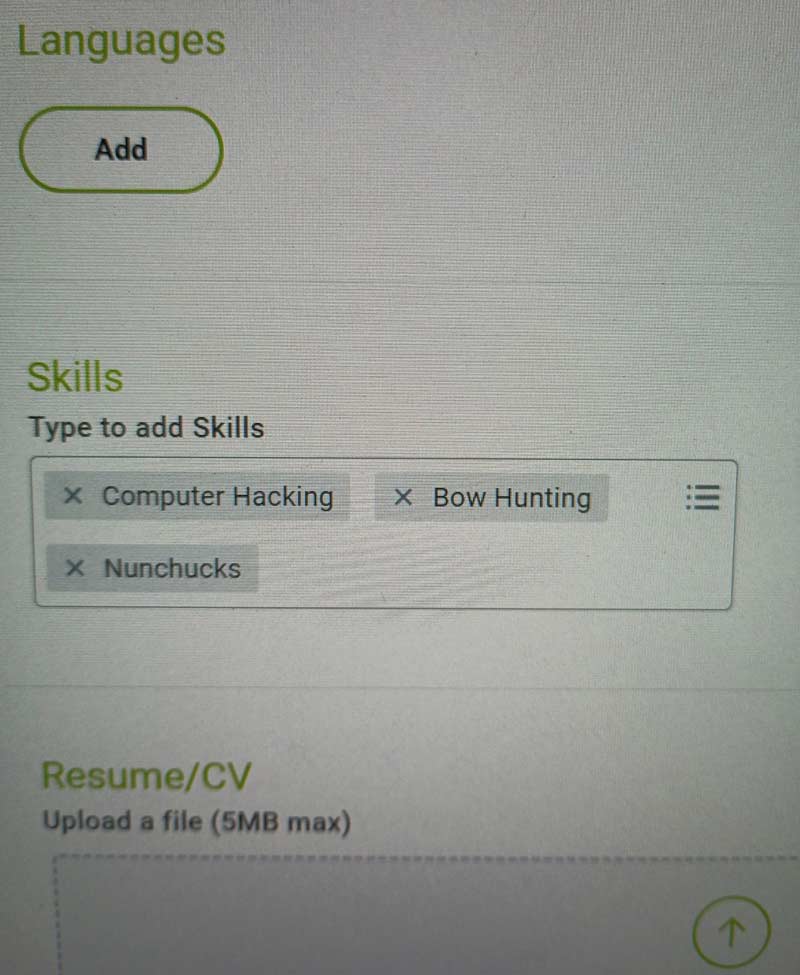 I'm filling out job applications for large corporations (this is Regions Bank) and these are actual skills they'll let you pick