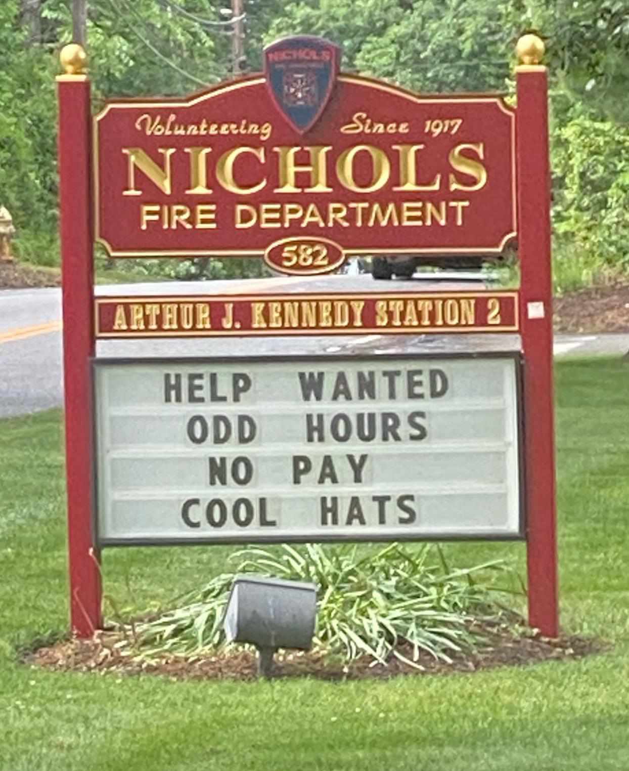 This volunteer fire department sign near my house