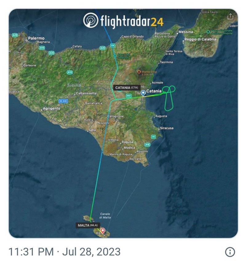 Flight from Frankfurt to Catania diverted to Malta, the pilot took it well...