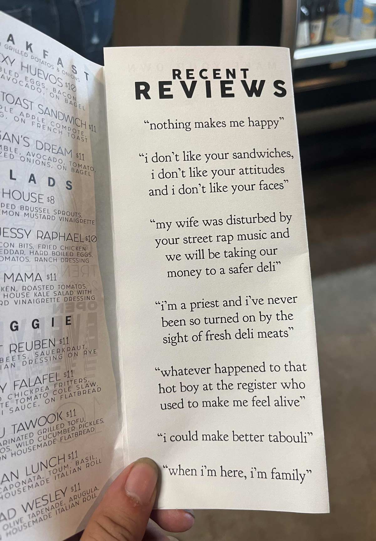 This deli has some interesting recent "reviews"
