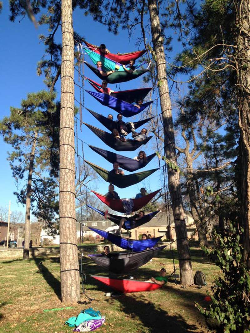 Some friends of mine built a tower of hammocks