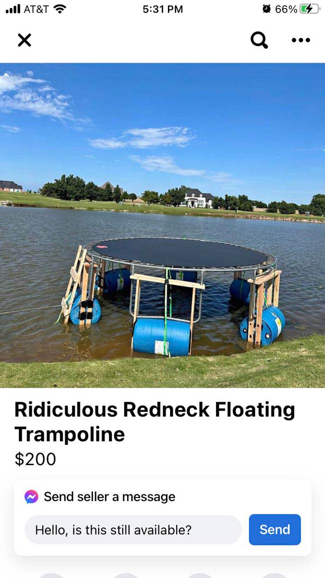 Redneck Floating Trampoline