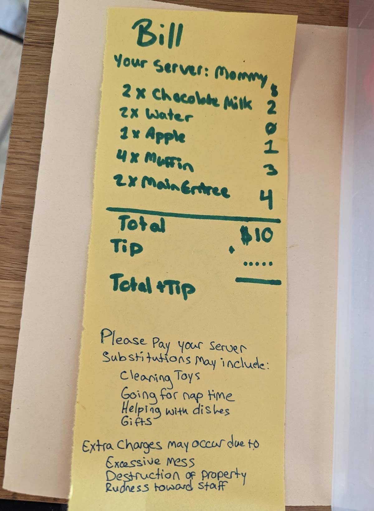 My kids ate at the local restaurant and this was their bill