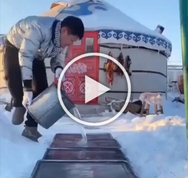 Man Makes an Ice Freezer Box