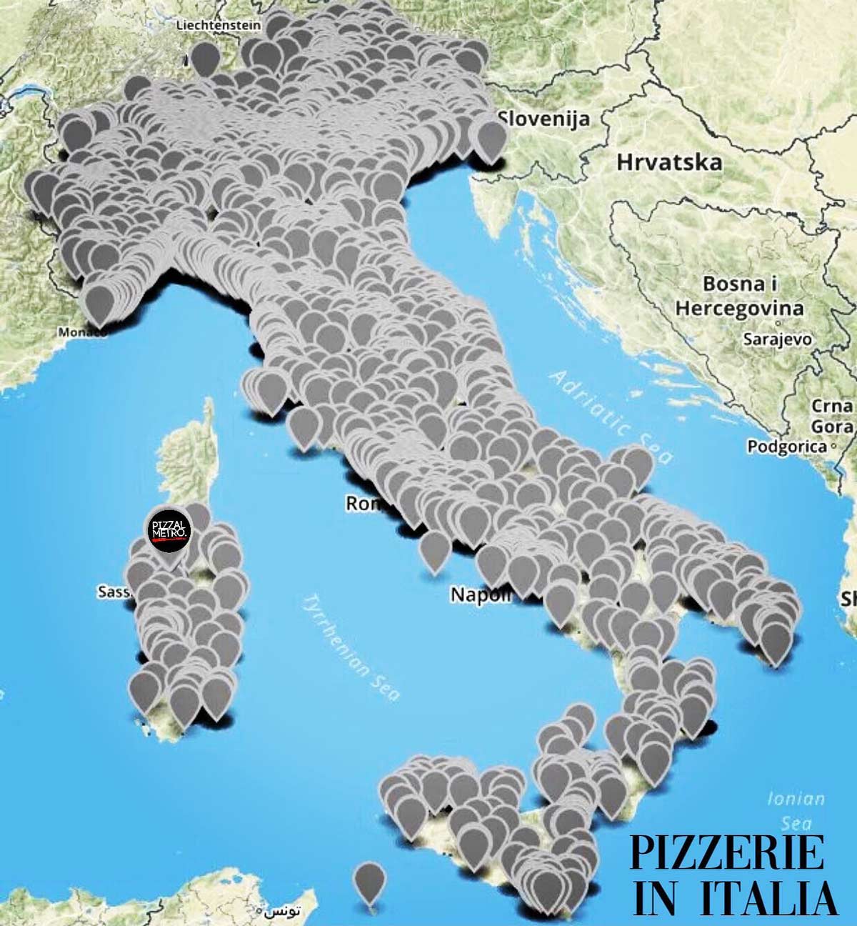 Map of Pizzerias in Italy