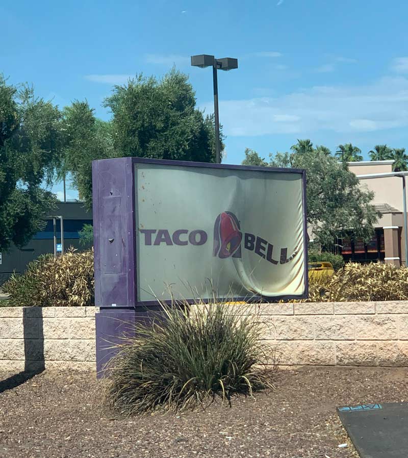 Taco Bell sign melting in Phoenix, AZ
