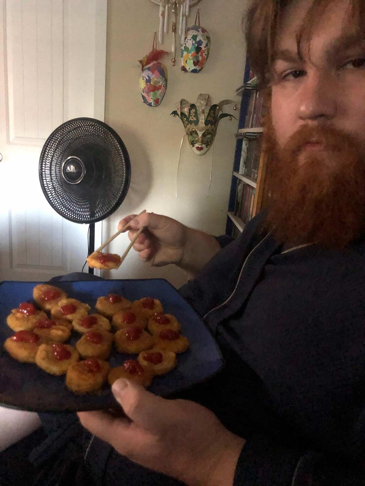 The way my husband eats chicken nuggets