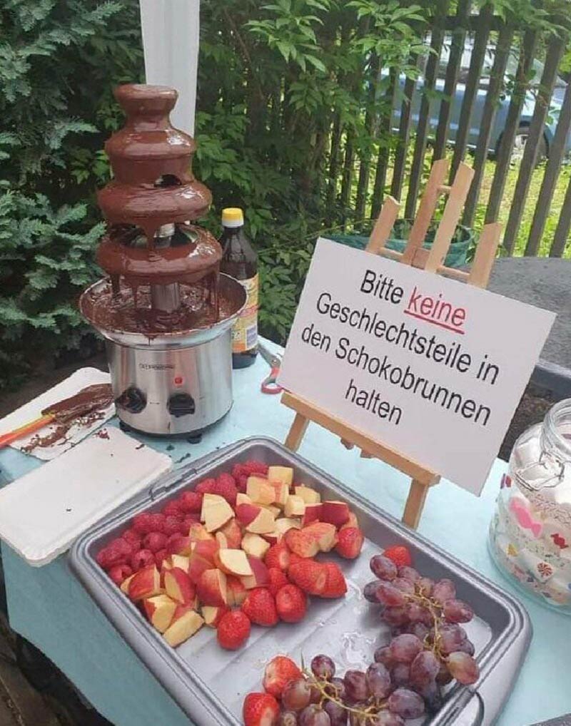 Please don’t put genitals into the chocolate fountain