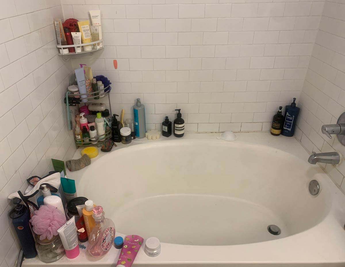 My female roommate’s side of the shower vs mine