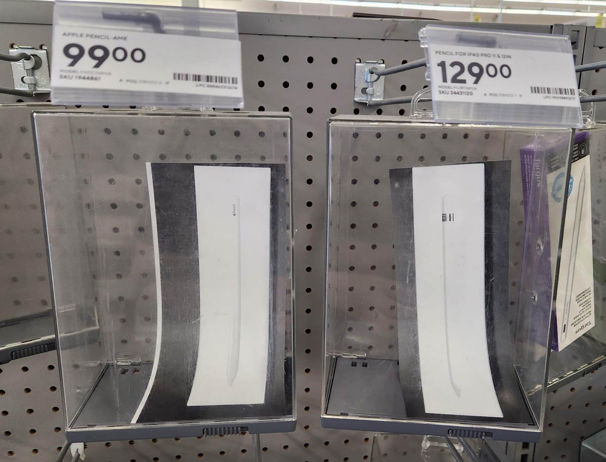 My local Staples has paper photocopies of Apple pens in anti-theft boxes