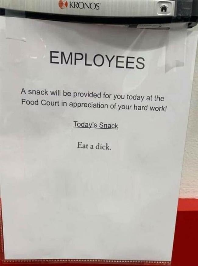 Gotta love when the employees feel appreciated