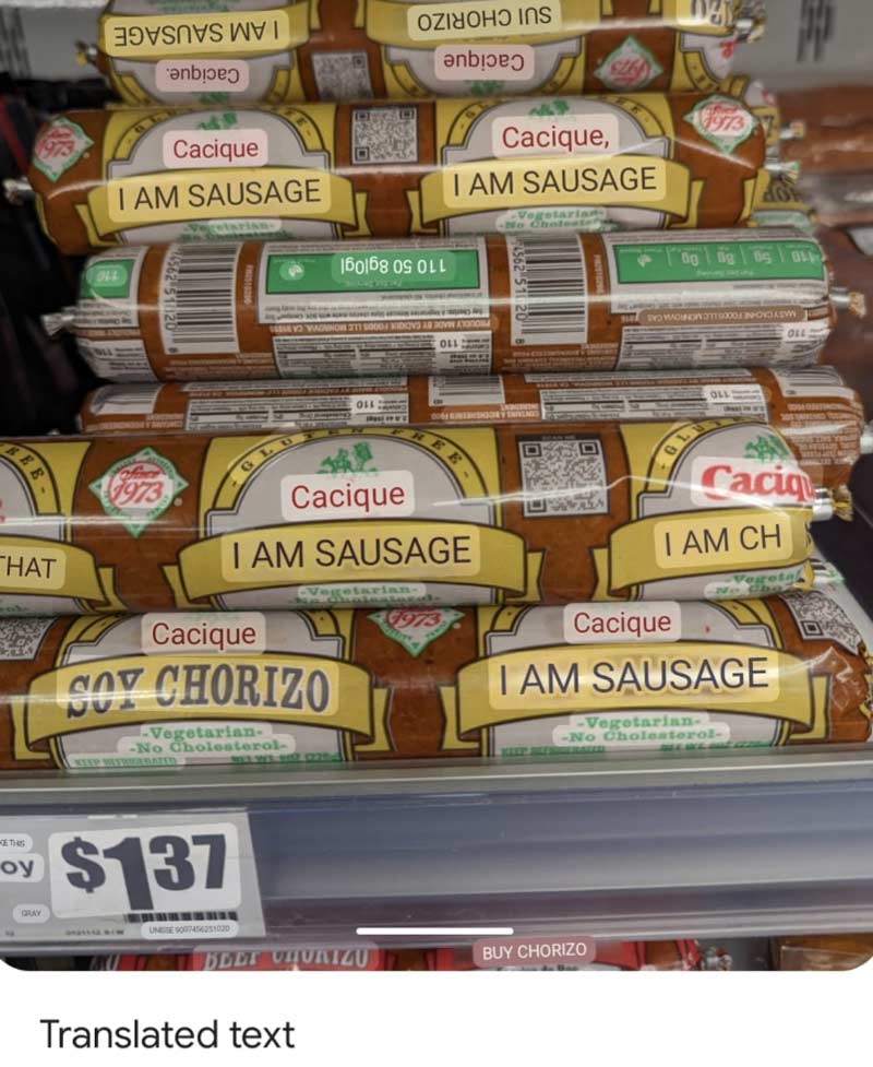This sausage announces itself in Spanish