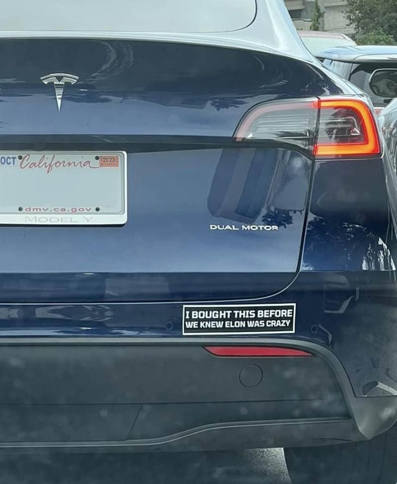 This Tesla bumper sticker