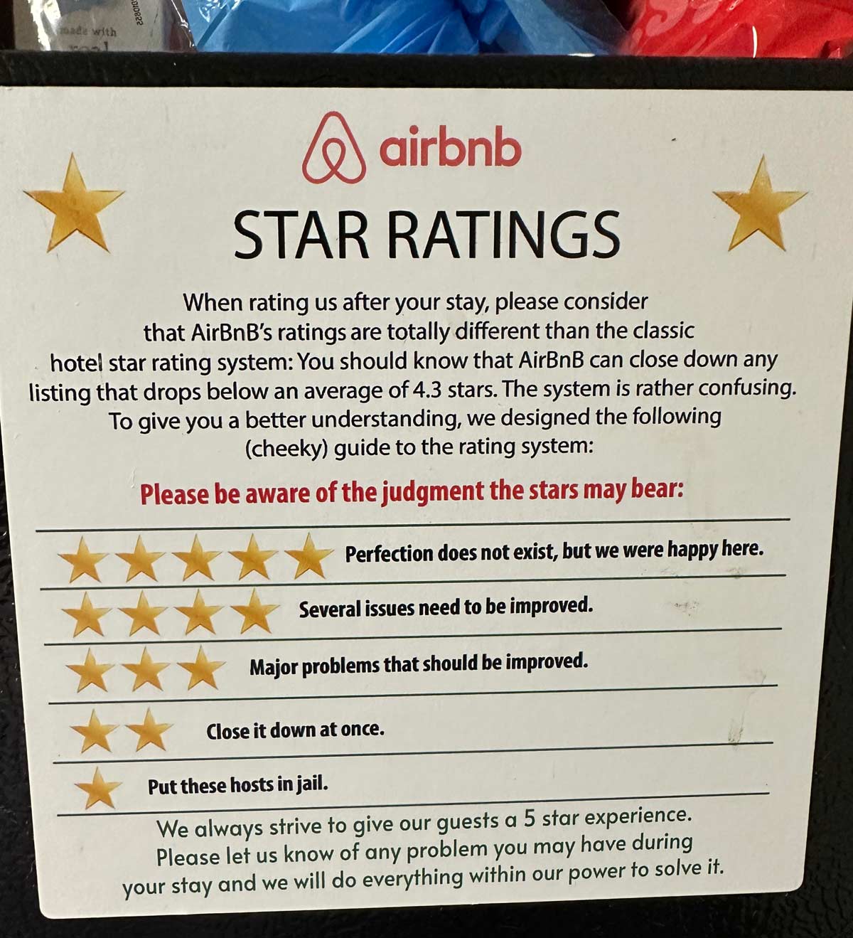 My Airbnb’s “rating” scale